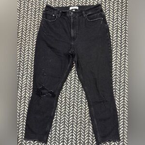 ABERCROMBIE & FITCH Curve Love The High Rise Distressed Skinny in Black Size 30